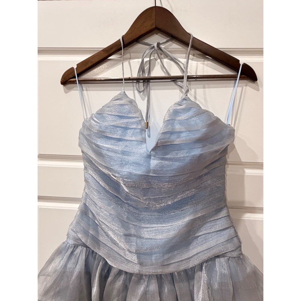 Hello Molly Party at the Disco Halter Mini Dress Blue Small Y2K Fairy Coquette - Picture 3 of 11